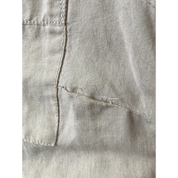 J. Crew Shirt Womens Medium Linen Blend Top Collared beige Short Sleeve - Picture 3 of 6